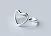 Кільце кольцо з сердечком в стилі мінімалізм срібло 925 (стерлінг.ср.), фото 2
