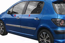 Зовнішня окантовка стекол (4 шт, нерж) для Peugeot 307