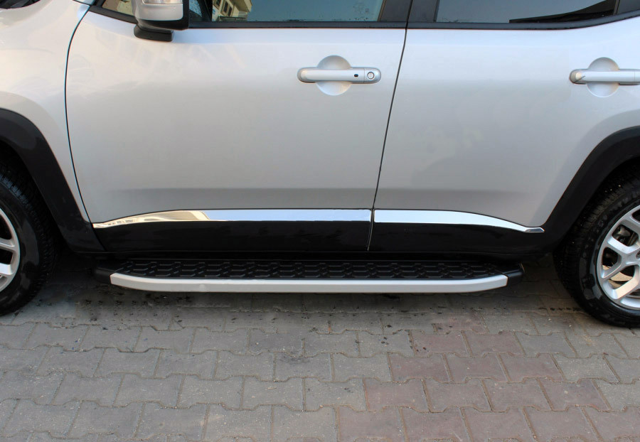 Молдинг дверний (4 шт, нерж) OmsaLine - Італійська нержавійка для Jeep Renegade 2014- рр від VLF комп., фото 1