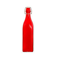 Пляшка скляна для напоїв з бугельною пробкою різних кольорів V 1 л