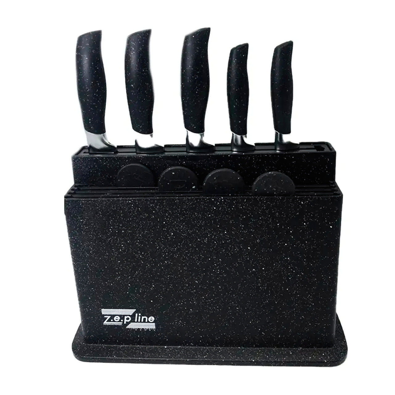 Набір ножів кухонних гострих Zepline 10 в 1 з дошками та підставкою