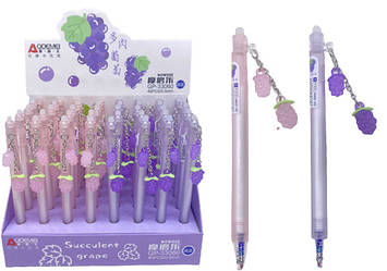 Ручка гелева пише - стирає AODEMEI, 0,5м, "Виноград - підвіска" синя, 40шт