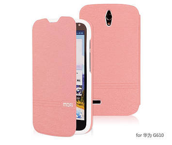 Шкіряний чохол-книжка Mofi для Huawei G610 C00 рожевий