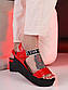 Босоніжки жіночі червоні на танкетці Б1399, фото 5