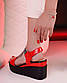 Босоніжки жіночі червоні на танкетці Б1399, фото 7