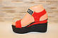 Босоніжки жіночі червоні на танкетці Б1399, фото 2