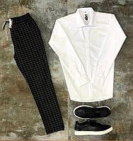 Комплект Рубашка + Брюки в клетку мужской As черно-белый Костюм мужской классический