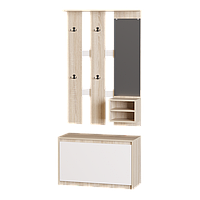 Маленькая компактная стильная мини прихожая 80 см с вешалкой и обувницей дуб сонома Микс Эверест