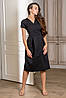 Молодіжне плаття на запах з коротким рукавчиком Meredis, чорне, фото 3