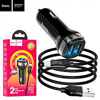 АЗП 12/24V 2USB 2.4А Hoco Z40 + кабель Type-C (Чорний)