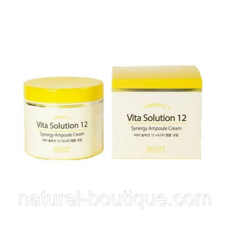 Крем для обличчя Jigott Vita Solution 12 Synergy Ampoule Cream тонізувальний з вітаміном С, фото 1