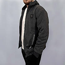 Толстовка спортивна чоловіча зимова на хутрі з капюшоном Кофта на блискавці XL-5XL, фото 5