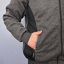 Толстовка спортивна чоловіча зимова на хутрі з капюшоном Кофта на блискавці XL-5XL, фото 2