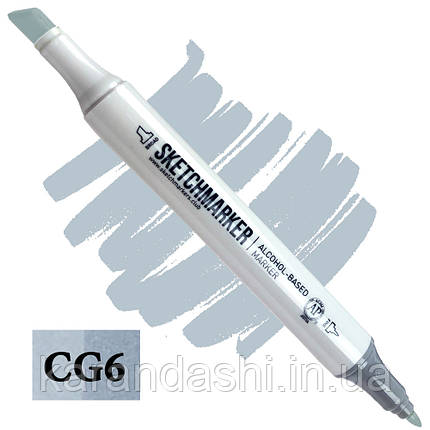 Маркер SKETCHMARKER долото-тонке перо CG6 Cool gray 6 Прохолодний сірий 6, фото 2