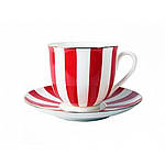 Чашка з блюдцем форма Конвалія малюнок Та й ні червоний