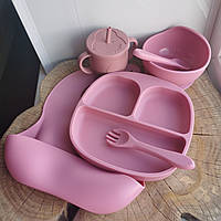 Детская силиконовая посуда для кормления,секционная тарелка на присоске,глубокая тарелка на присоске,слюнявчик