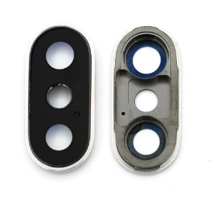 Скло камери для з рамкою смартфону Iphone X, сріблястий