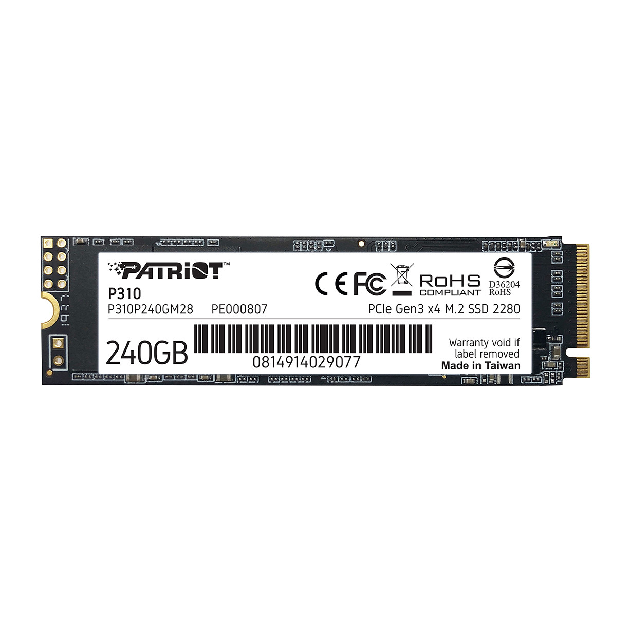 Накопитель твердотельный SSD  240GB Patriot P310 M.2 2280 PCIe NVMe 4.0 x4 TLC (P310P240GM28)