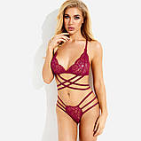 Жіночий комплект нижньої білизни бордового кольору, фото 2