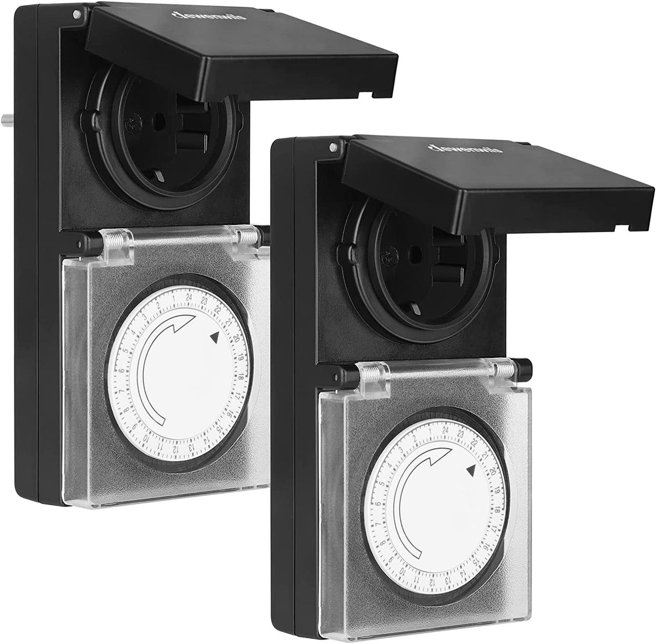 DEWENWILS Timer Outdoor Механічна аналогова розетка для зовнішнього таймера, водонепроникність IP44, захист