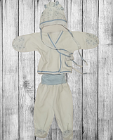 Костюм хрестильний білий з блакитними рюшами