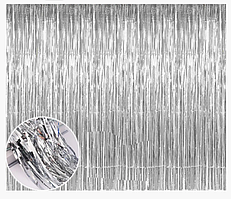 Шторка завіса з фольги для фото зон срібна 1х3 метра