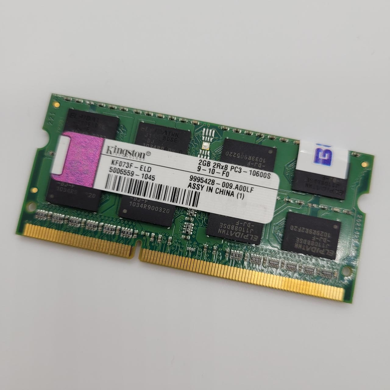Оперативна пам'ять для ноутбука Kingston SODIMM DDR3 2Gb 1333MHz PC3 10600S 2R8 CL9 (KF073F-ELD) Б/В