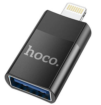 Перехідник HOCO UA17 Lightning на USB 2A, USB2.0 OTG, чорний, фото 1