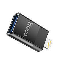Перехідник HOCO UA17 Lightning на USB 2A, USB2.0 OTG, чорний, фото 4