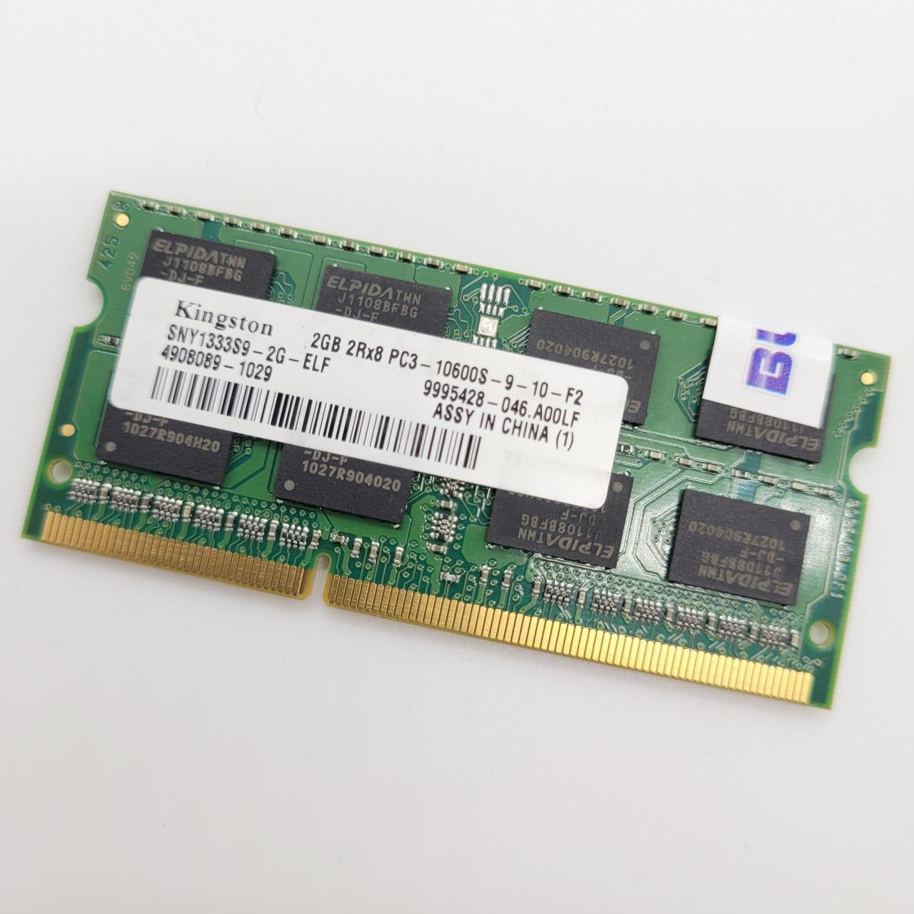 Оперативна пам'ять для ноутбука Kingston SODIMM DDR3 2Gb 1333MHz PC3 10600S 2R8 CL9 (SNY1333S9-2G-ELF) Б/В