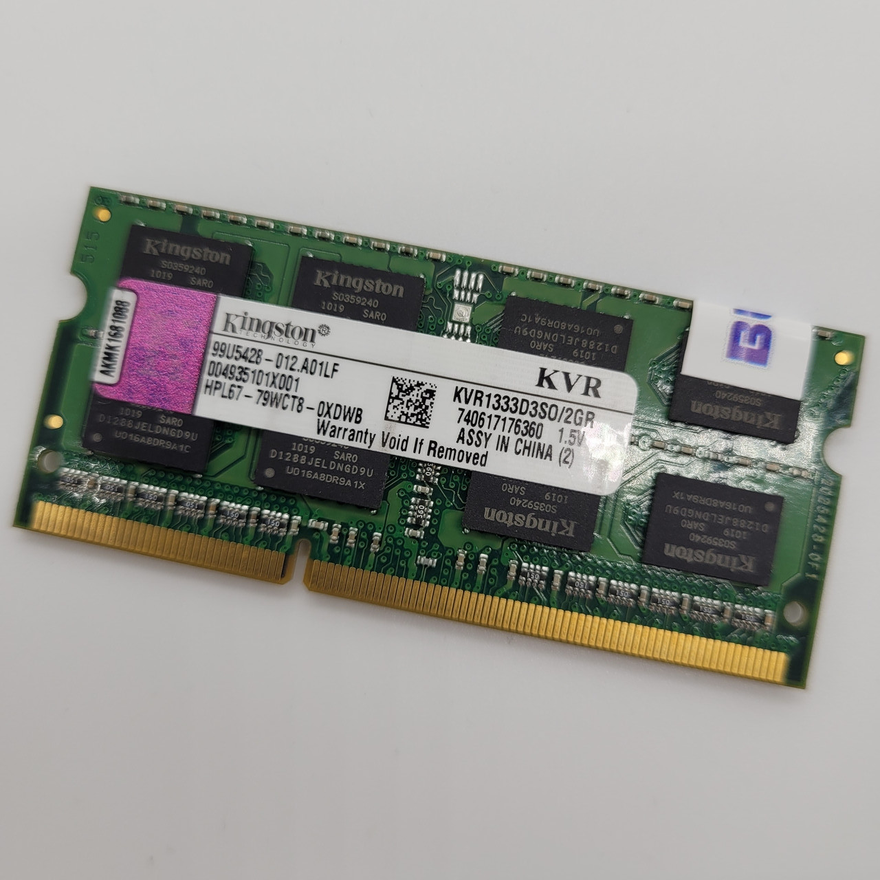 Оперативна пам'ять для ноутбука Kingston SODIMM DDR3 2Gb 1333MHz PC3 10600S 2R8 CL9 (KVR1333D3S0/2GR) Б/В