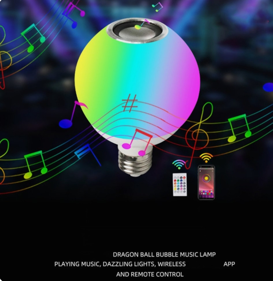 Лампочка цветная с динамиком и пультом ДУ Buble Lamp Bluetooth, фото 3