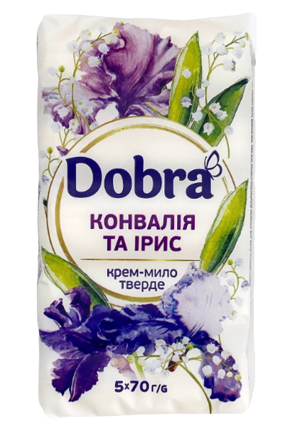 Туалетне крем-мило Dobra "Конвалія та ірис" (5*70г.)