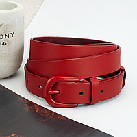 Ремінь жіночий шкіряний червоний JK-2584 red (110 см)