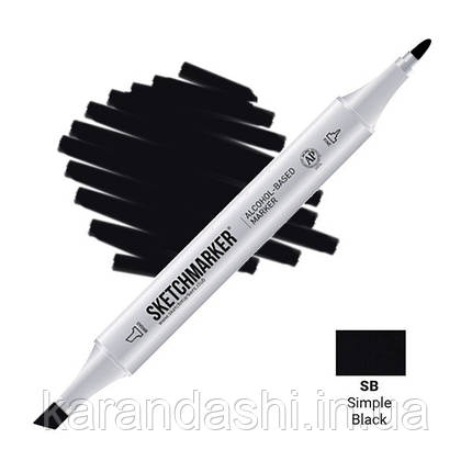 Маркер SKETCHMARKER Тонкий-Скошений наконечник SB Simple Blask Простий Чорний, фото 2