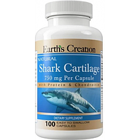 Shark Cartilage 750 mg Earth's Creation, 100 капсул