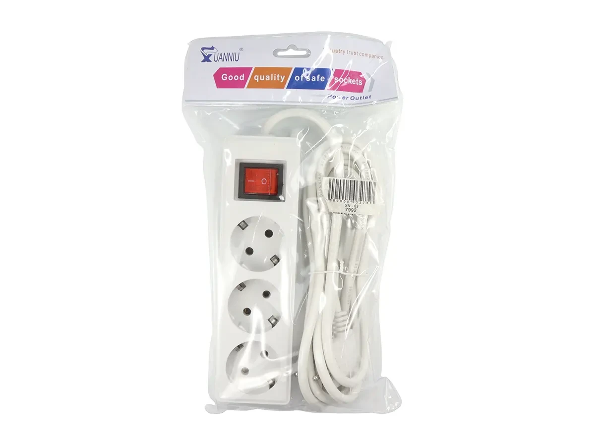 Фільтр мережевий 3 розетки 3,0м XN-03 60шт 7992, фото 1