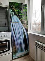 Наклейки на холодильник, водопад в лесу, 180х65 см - Лицевая(В), с ламинацией