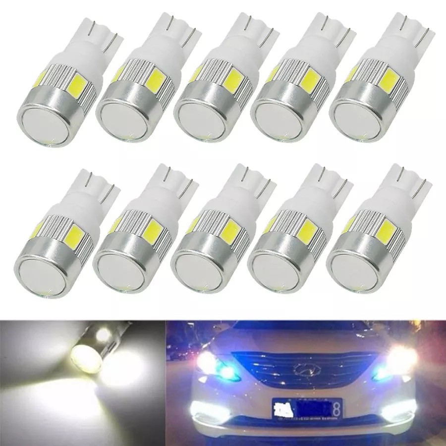 Светодиодные лампы 10 штук в габариты 6SMD-5630/12v/1w/240lm White W5W T10 безцокольная лампа (белое свечение) - фото 1 - id-p1654264541