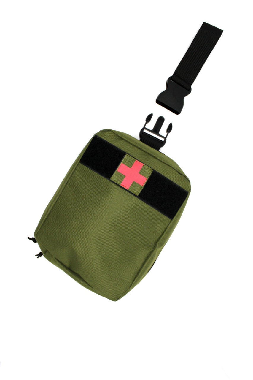Аптечний підсумок великий набедрений зі знімним шевроном VS TEB колір хакі, фото 1