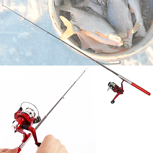 Складна мінівудка 100 см Fish Anywhere, Anytime, Best gift for Fishing Червона