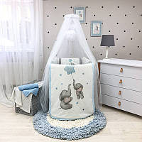 Комплект постельного детского белья для кроватки Малыши слоники голубой топ
