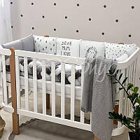 Бортики защита для детской кроватки с косой и простынью Art Design Ёжик топ