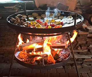 Сковорода з диска борони 40 см кришка з сталі та підставкою САДЖ із цільними ніжками