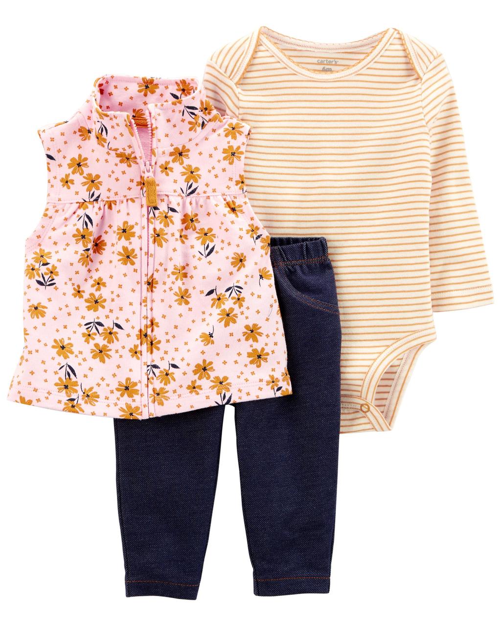 Комплект з теплою жилеткою Carters 3-Piece Little Vest Set від 3міс