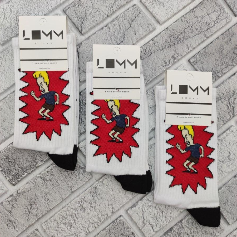 Шкарпетки високі весна/осінь LOMM Premium 0220 Metallica Beavis Україна р41-46 білі 20035235, фото 1