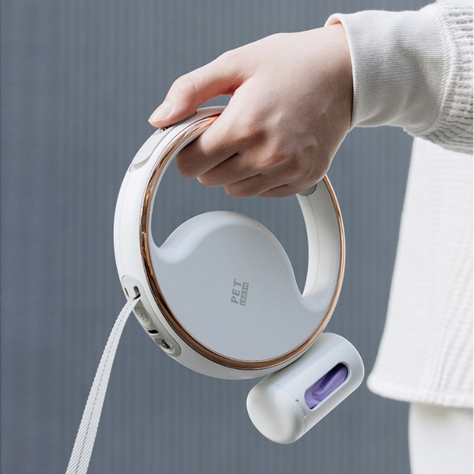 Поводир рулетка для собак до 50 кг USB ліхтарів