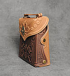 Міський жіночий шкіряний рюкзак, маленький коричневий рюкзак, ручна робота, фото 6