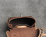 Міський жіночий шкіряний рюкзак, маленький коричневий рюкзак, ручна робота, фото 3
