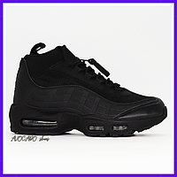 Кроссовки мужские зимние Nike Air Max Sneakerboots 95 black / Найк аир макс Сникербутс 95 черные